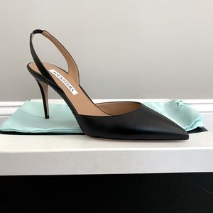 BNWT Altuzarra Black Leather So Nude Slingback Pumps 85 Sz 38